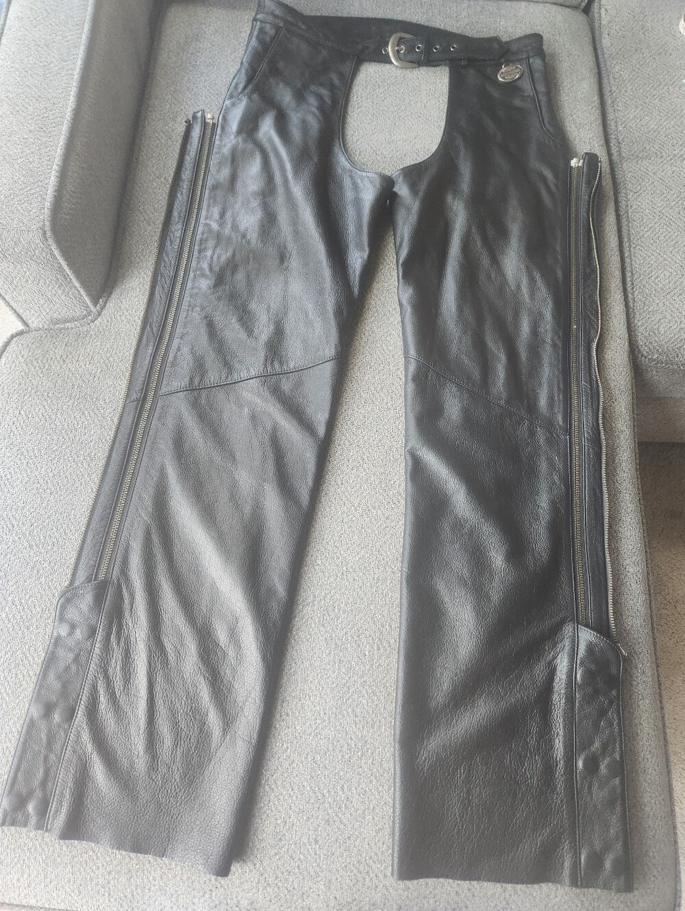 Harley-Davidson Men's Black Leather Chaps Sz LG